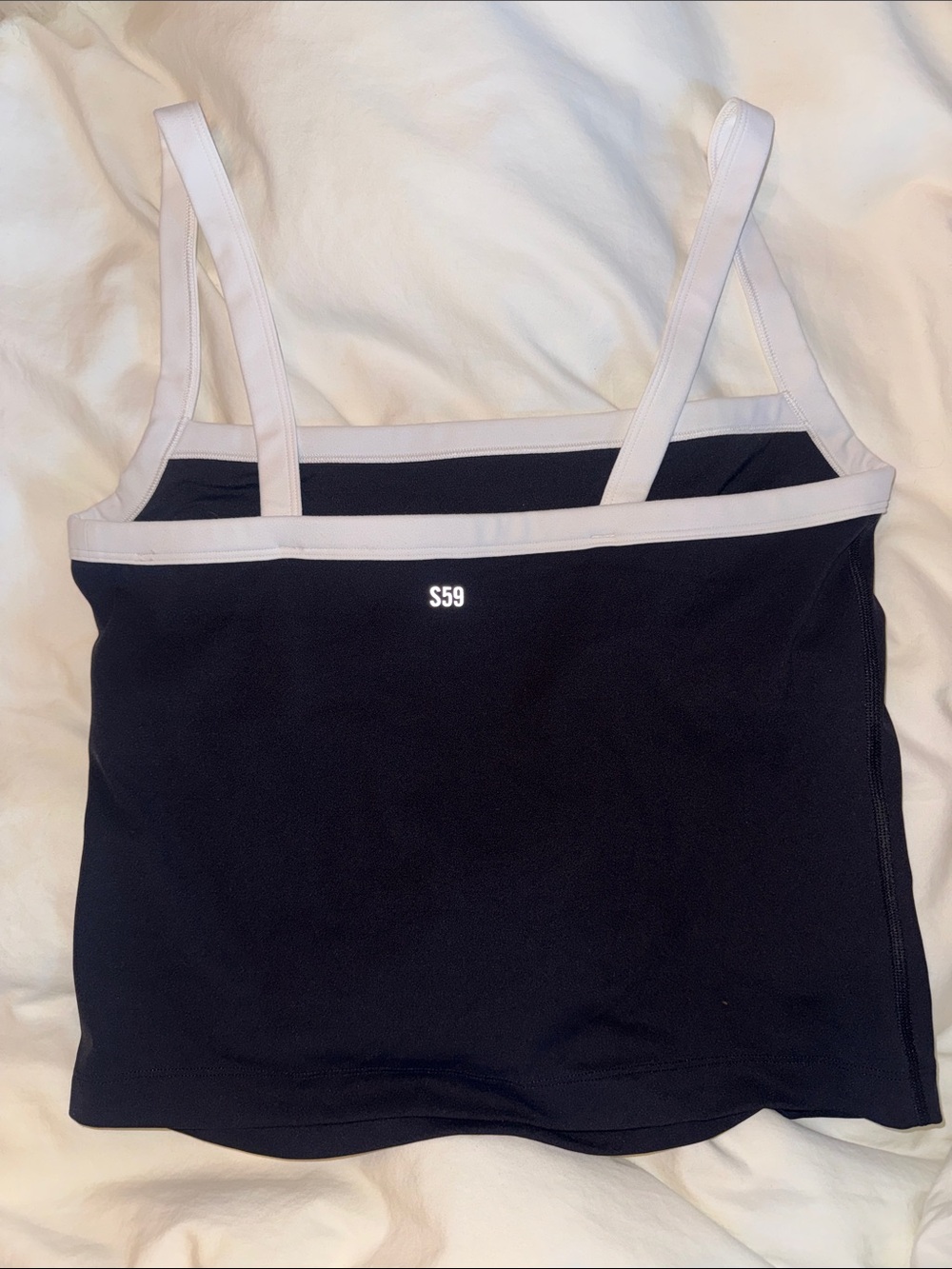Splits59 Black Tank Top with White Trim